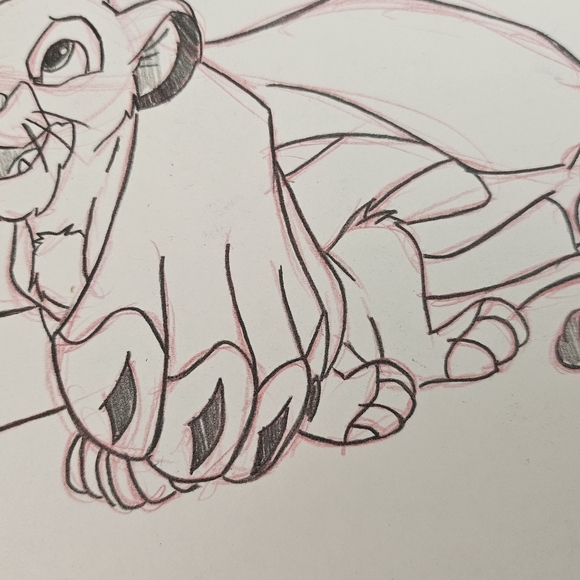 Disney Simba and Scar The Lion King drawing/sketch animation signed Art gift - Picture 5 of 6